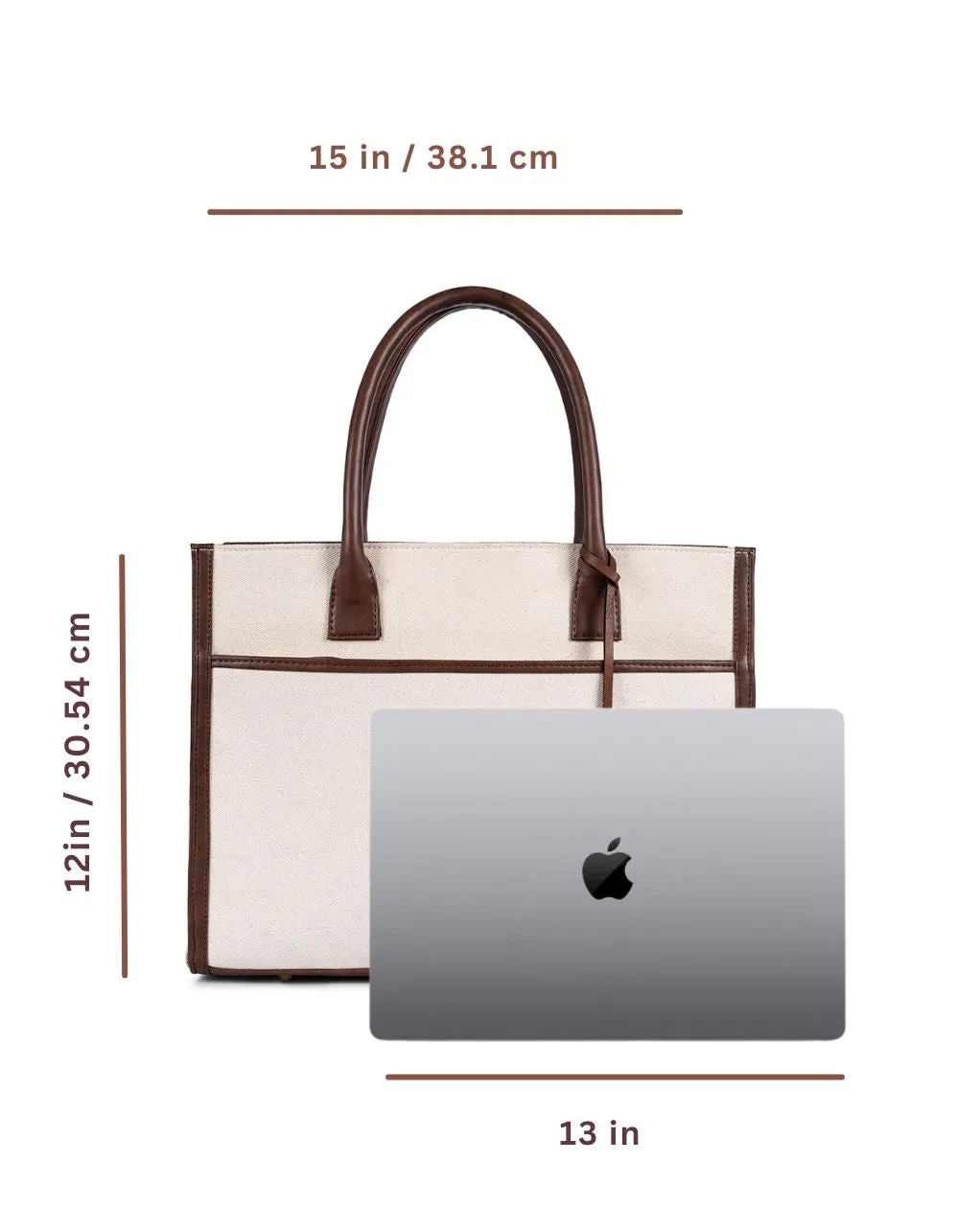 CANDICE CANVAS TOTE | BEIGE & BROWN | MEDIUM