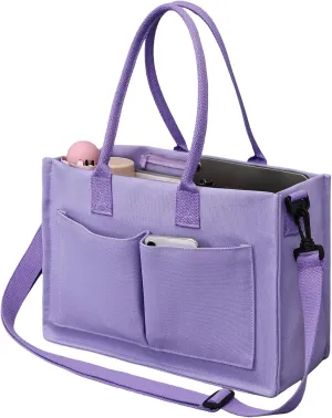 Canvas Tote Bag for Women with Pockets Crossbody Shoulder Bag Multi-Compartment Handbag for Work Travel with Zipper