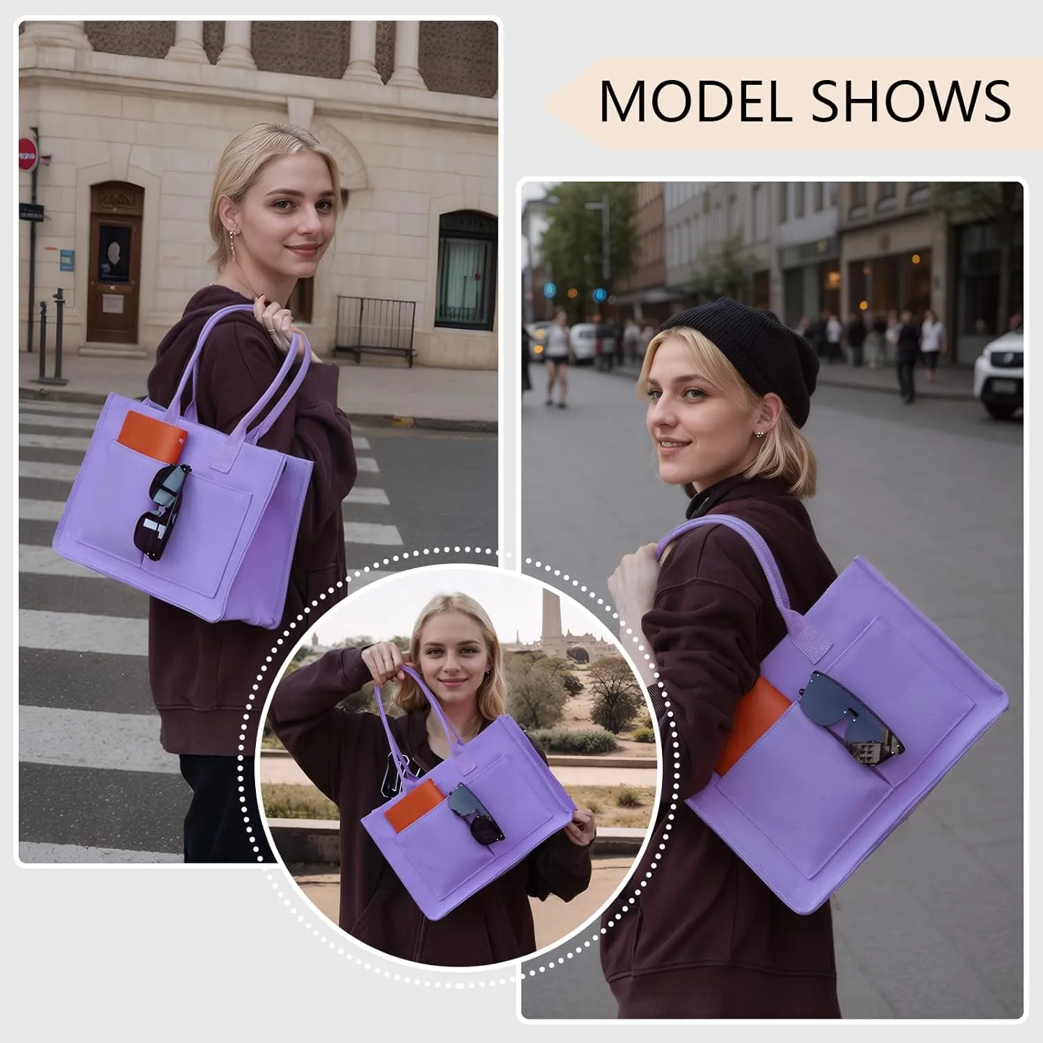 Canvas Tote Bag for Women with Pockets Crossbody Shoulder Bag Multi-Compartment Handbag for Work Travel with Zipper
