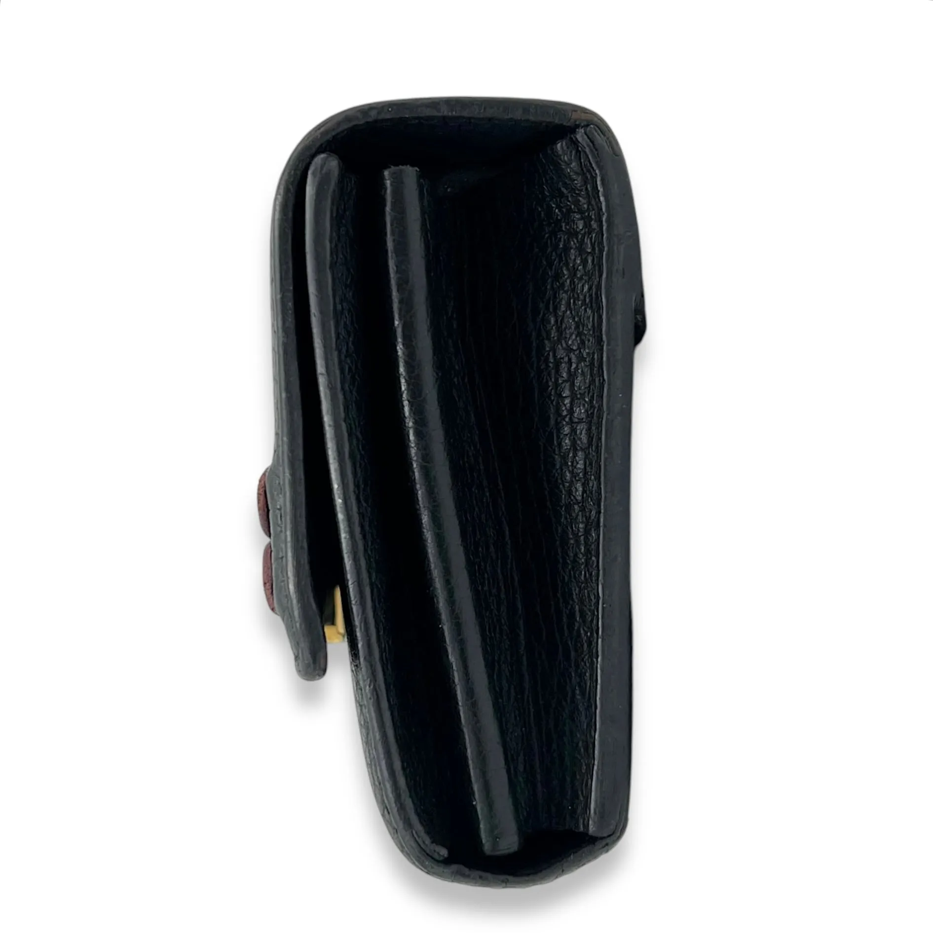 Capucines Long Black Wallet in Calfskin, Gold hardware