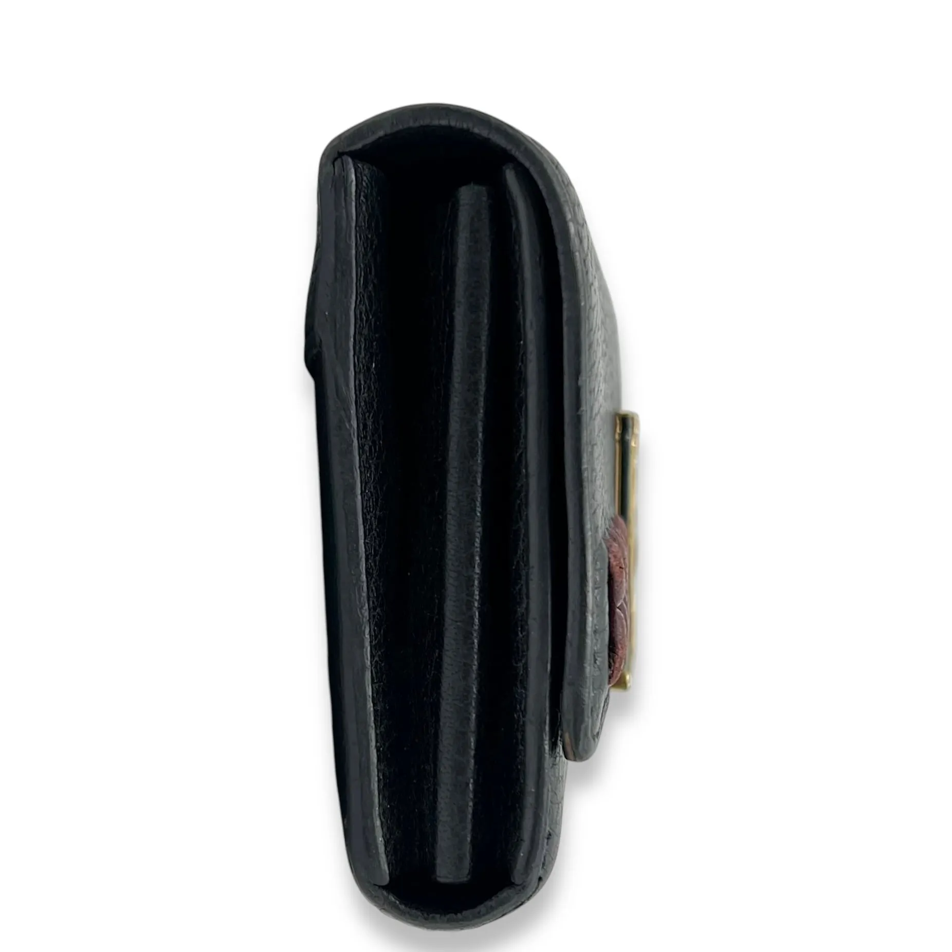 Capucines Long Black Wallet in Calfskin, Gold hardware