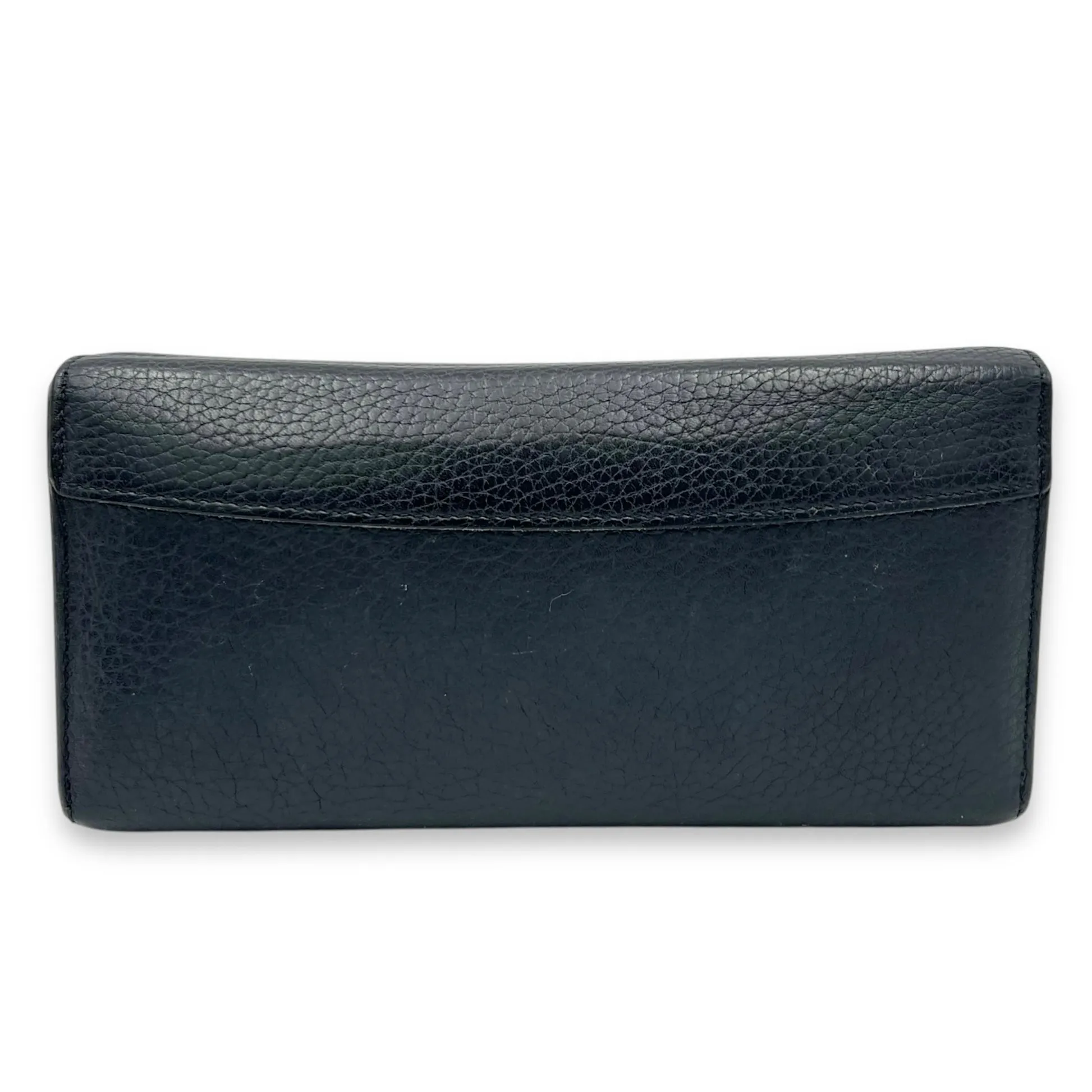 Capucines Long Black Wallet in Calfskin, Gold hardware