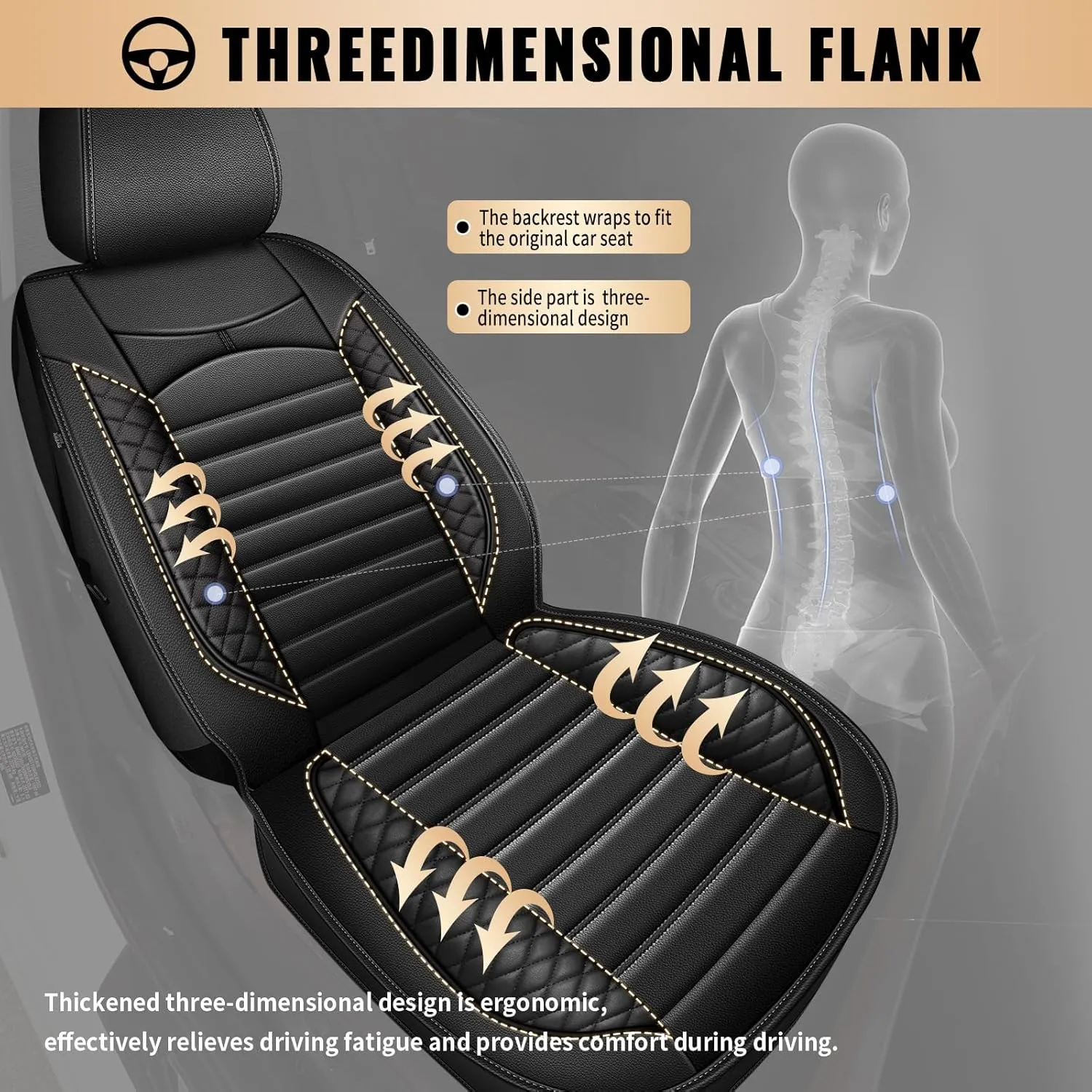 Car Seat Covers Fit for Hyundai Santa Cruz 2022-2025: Full Set 5 Seats Faux Leather Seat Cover Waterproof Seat Protectors Automotive Seat Cushion(Black)-2 Rows 5 Seats
