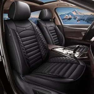 Car Seat Covers Fit for Hyundai Santa Cruz 2022-2025: Full Set 5 Seats Faux Leather Seat Cover Waterproof Seat Protectors Automotive Seat Cushion(Black)-2 Rows 5 Seats