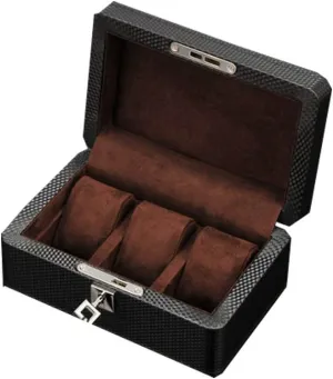 Carbon Fiber Grain Artificial Leather Wooden Nordic Simple Mechanical Watch Collection Storage Box Finishing Box with Lock
