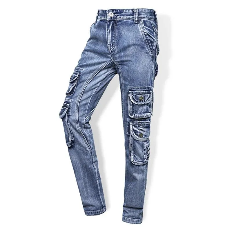 Cargo Jeans | Multi Pocket Tactical Denim Pants