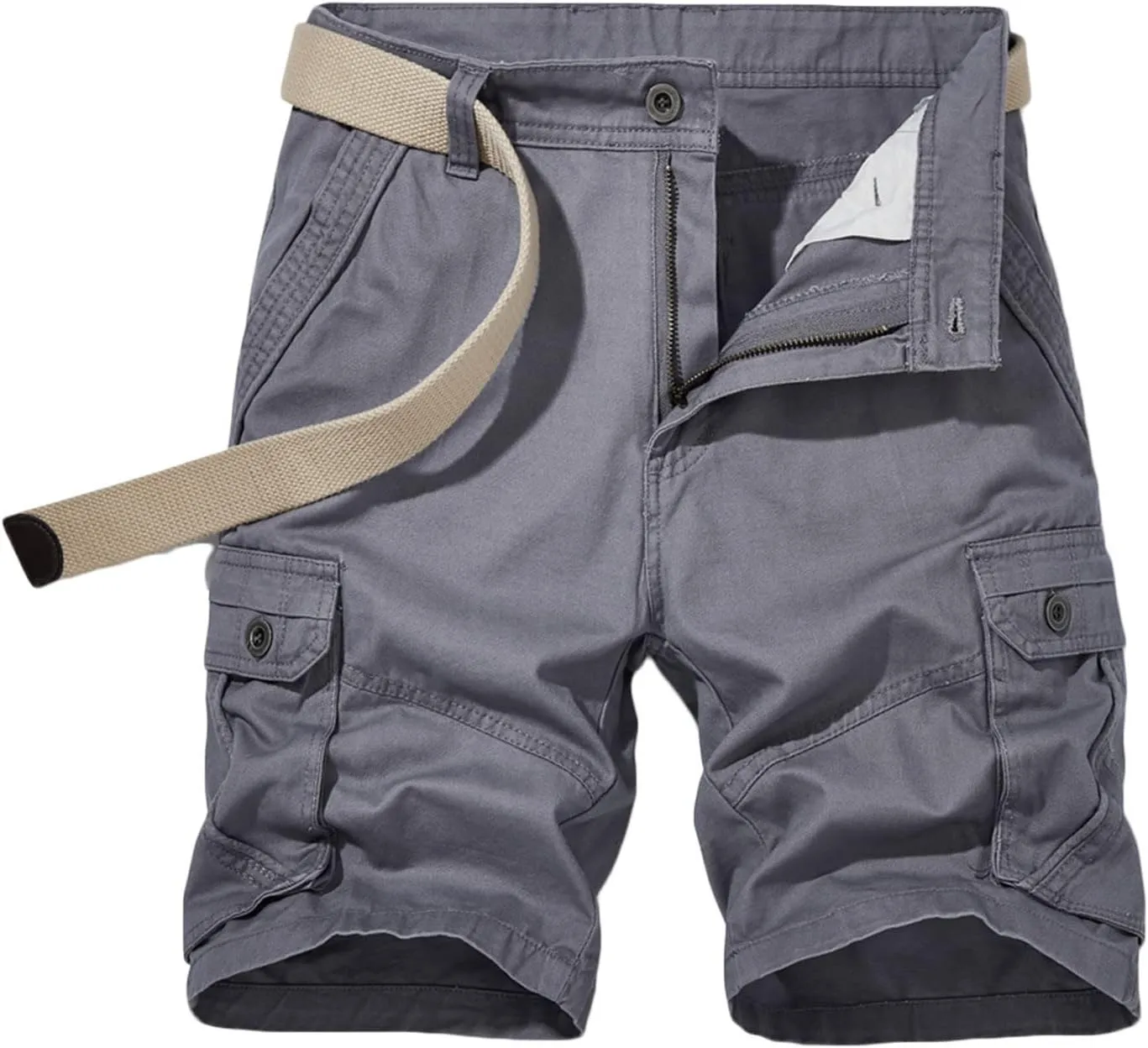 Cargo Shorts for Men 2023 Stylish Buckle Zipper Button Pockets Tooling Shorts Classic Fit Work Utility Shorts