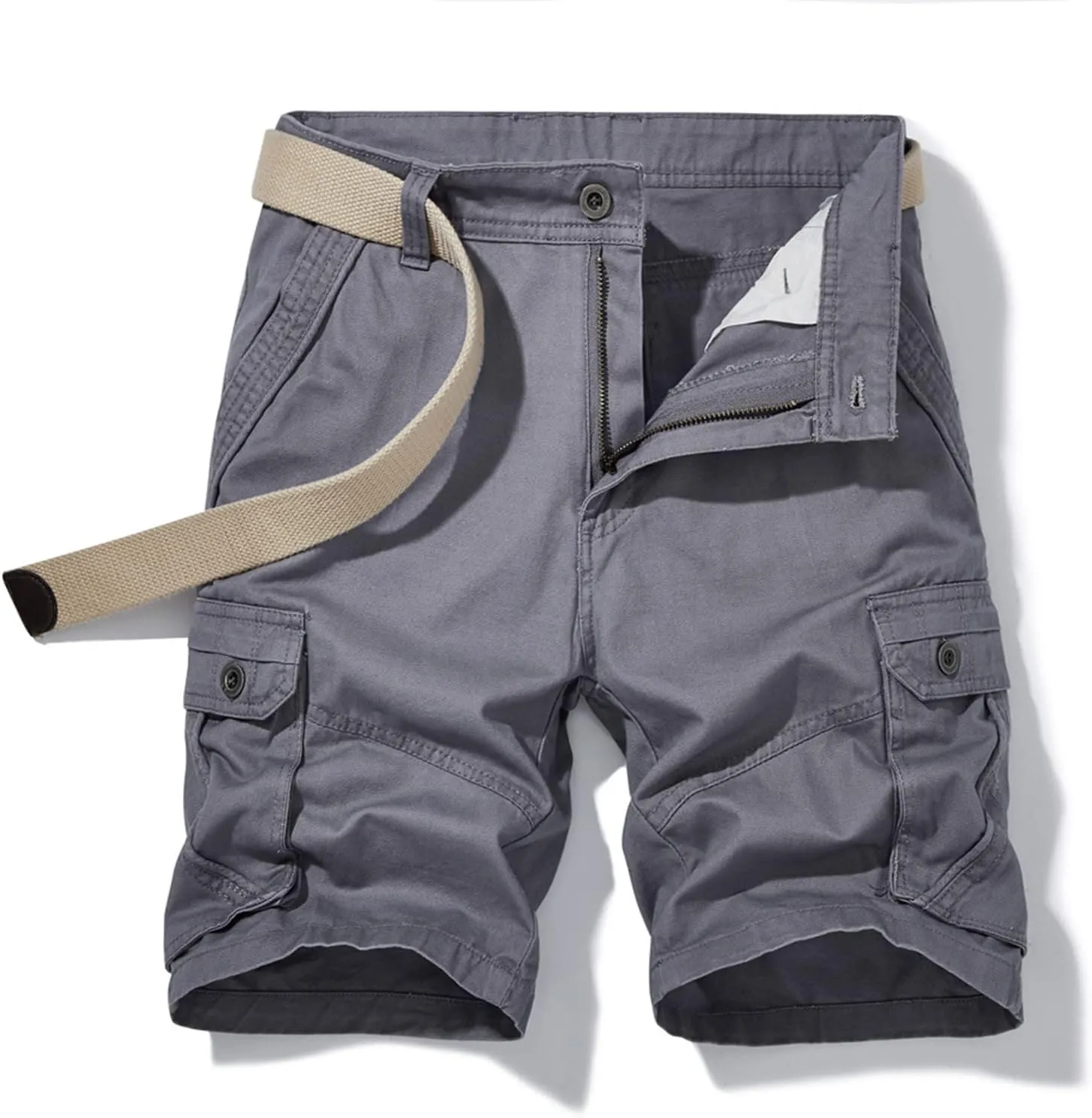 Cargo Shorts for Men 2023 Stylish Buckle Zipper Button Pockets Tooling Shorts Classic Fit Work Utility Shorts
