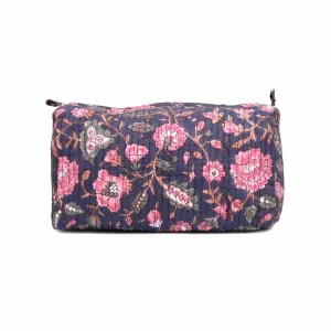 CARNATION JAAL BLOCK PRINT QUILTED TOILETRY POUCH