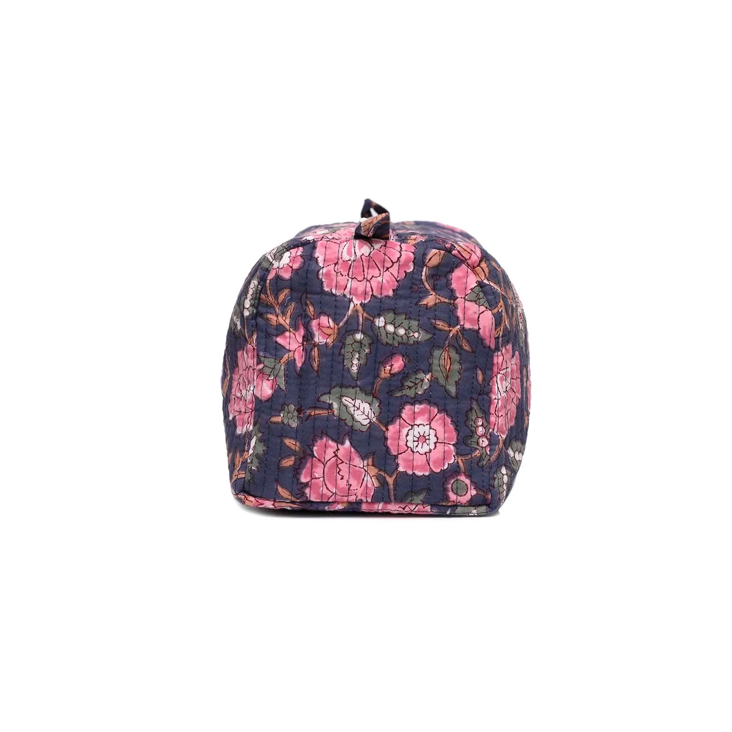 CARNATION JAAL BLOCK PRINT QUILTED TOILETRY POUCH
