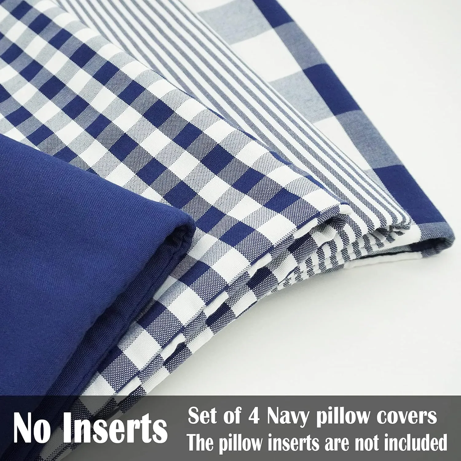 CARRIE HOME Navy Blue Outdoor Buffalo Plaid 20x20 Throw Pillow Covers Set of 4, Checkered Blue and White Decorative Pillow Covers 20 x 20, Farmhouse Decor Throw Pillows for Porch and Patio