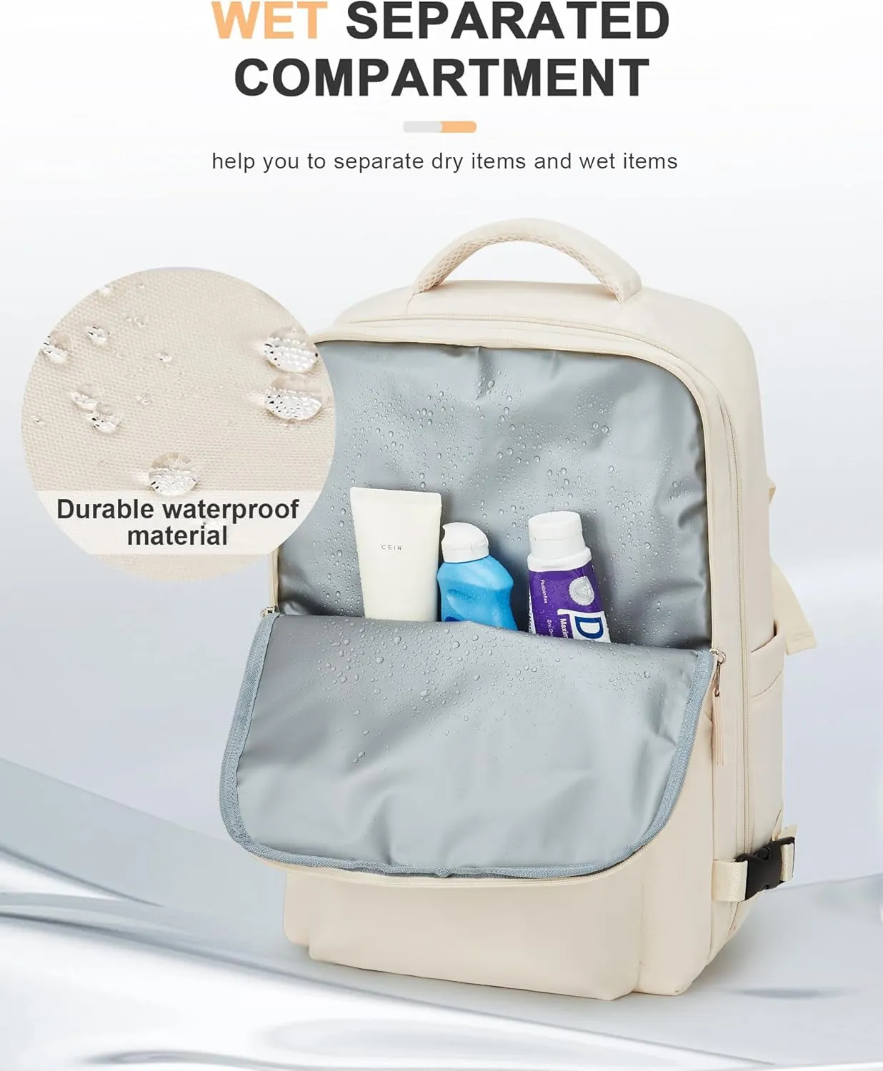 Carry on Travel Laptop Backpack for Women Men, Flight Approved,Backpack, Hiking Outdoor Sports Rucksack Casual Daypack Bag Backpack, Beige Simple