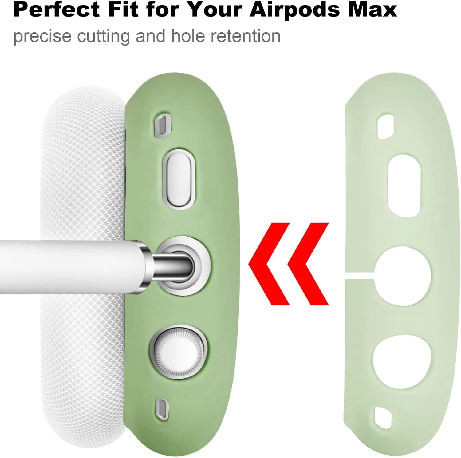 Case for Airpods Max Headphones, Ear Pad Case Cover/Ear Cups Cover/Headband Cover for AirPods Max (USB-C/Lightning)(2024/2020),Silicone for Airpod Max, Accessories Cases(Cactus Green)