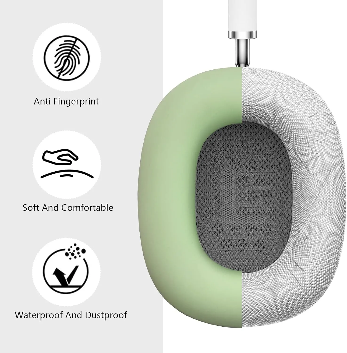 Case for Airpods Max Headphones, Ear Pad Case Cover/Ear Cups Cover/Headband Cover for AirPods Max (USB-C/Lightning)(2024/2020),Silicone for Airpod Max, Accessories Cases(Cactus Green)