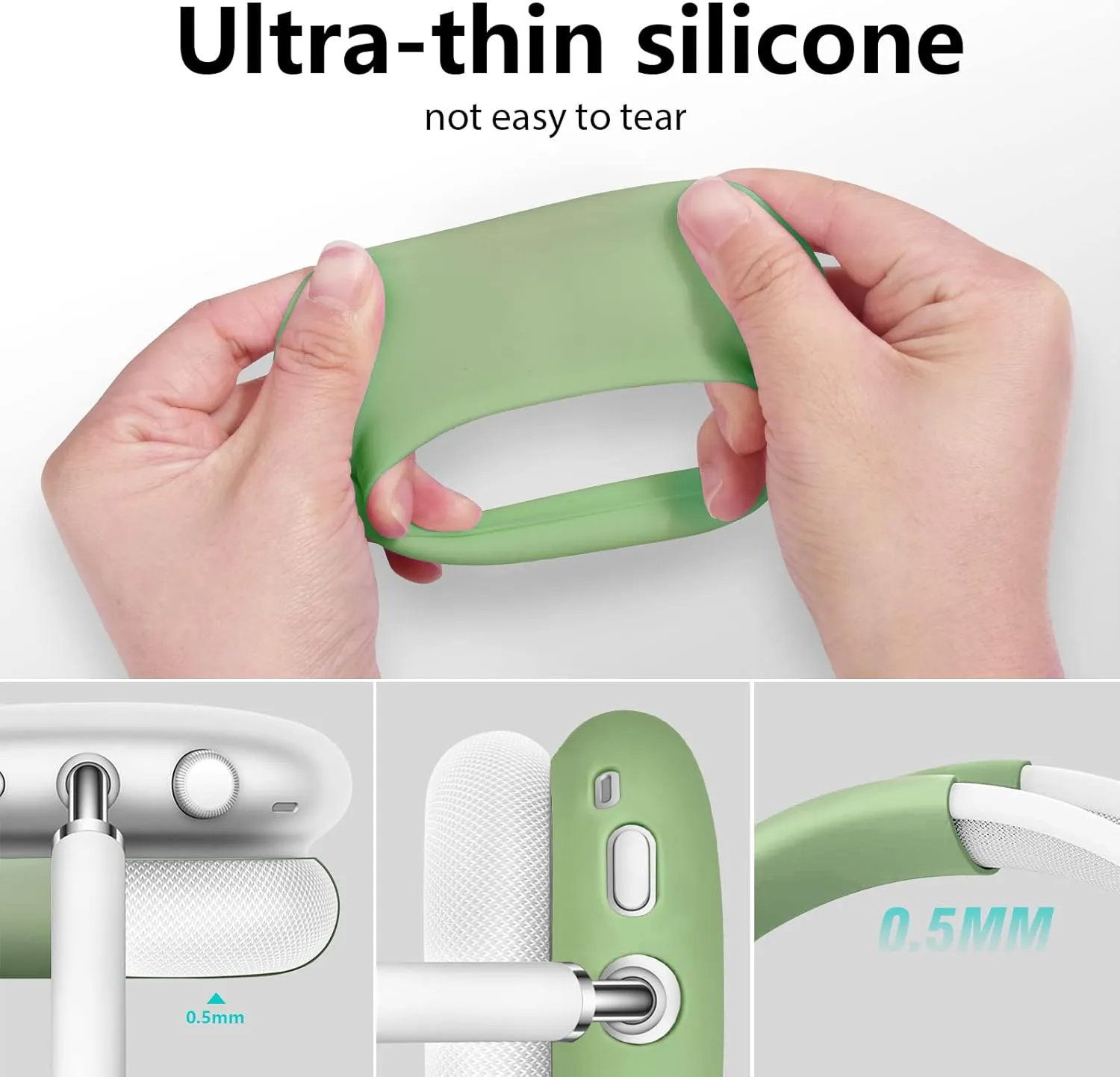 Case for Airpods Max Headphones, Ear Pad Case Cover/Ear Cups Cover/Headband Cover for AirPods Max (USB-C/Lightning)(2024/2020),Silicone for Airpod Max, Accessories Cases(Cactus Green)