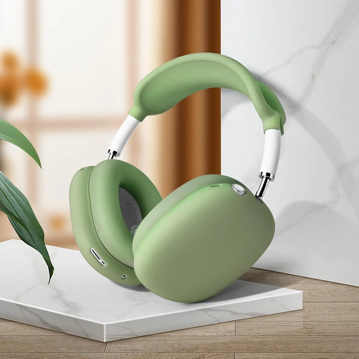 Case for Airpods Max Headphones, Ear Pad Case Cover/Ear Cups Cover/Headband Cover for AirPods Max (USB-C/Lightning)(2024/2020),Silicone for Airpod Max, Accessories Cases(Cactus Green)