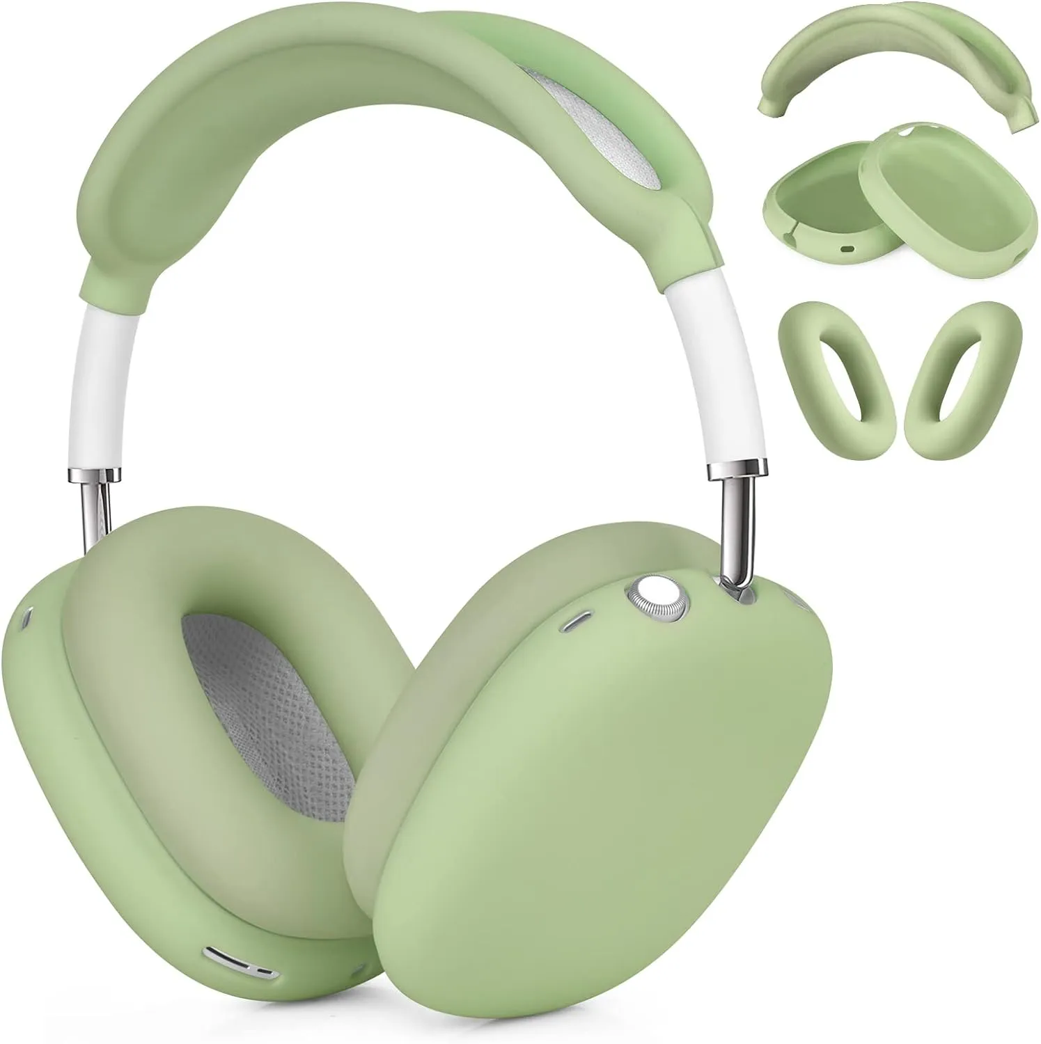 Case for Airpods Max Headphones, Ear Pad Case Cover/Ear Cups Cover/Headband Cover for AirPods Max (USB-C/Lightning)(2024/2020),Silicone for Airpod Max, Accessories Cases(Cactus Green)