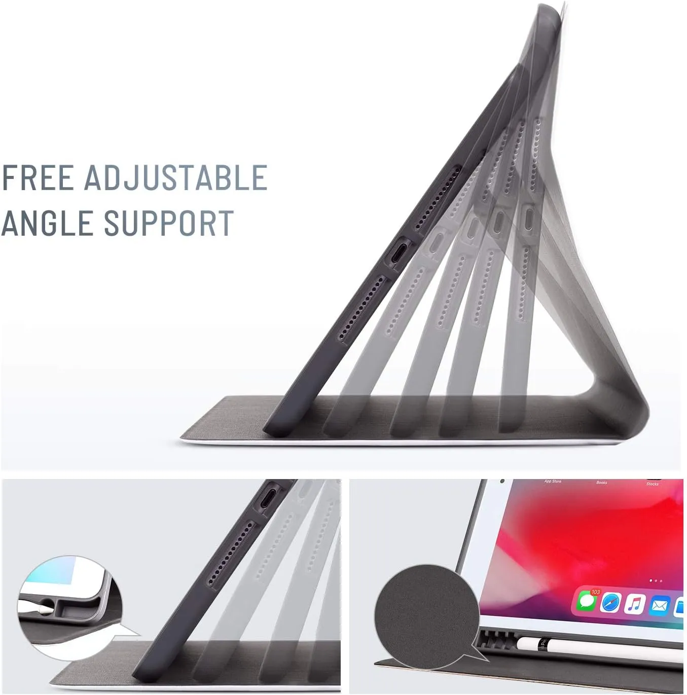 Case for iPad 9th/8th/7th Generation 10.2 Inch (2021/2020/2019), iPad Pro 10.5/Air 3 Case, [Built in Pencil Holder], Adjustable Multi Viewing Stand Auto Wake/Sleep, Meteor Cat