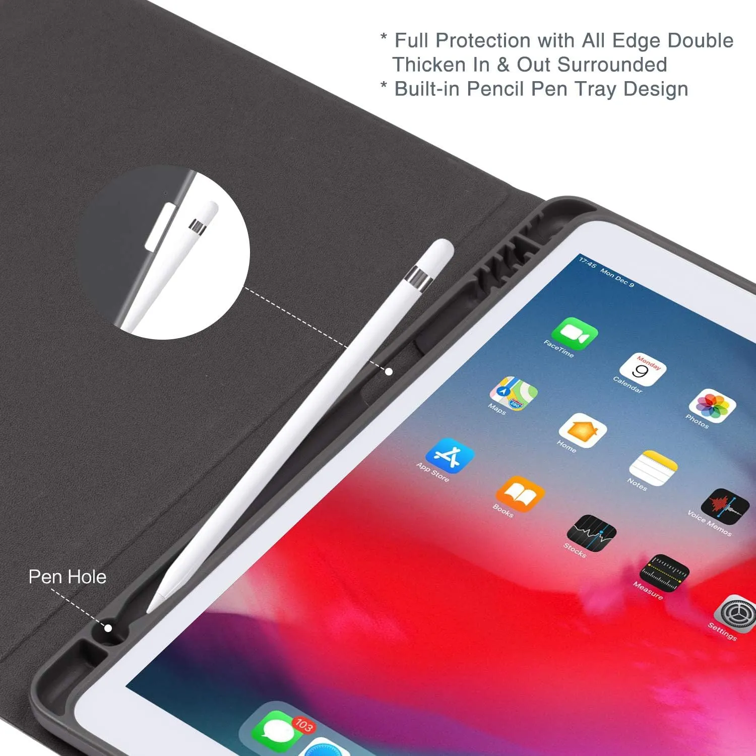 Case for iPad 9th/8th/7th Generation 10.2 Inch (2021/2020/2019), iPad Pro 10.5/Air 3 Case, [Built in Pencil Holder], Adjustable Multi Viewing Stand Auto Wake/Sleep, Meteor Cat