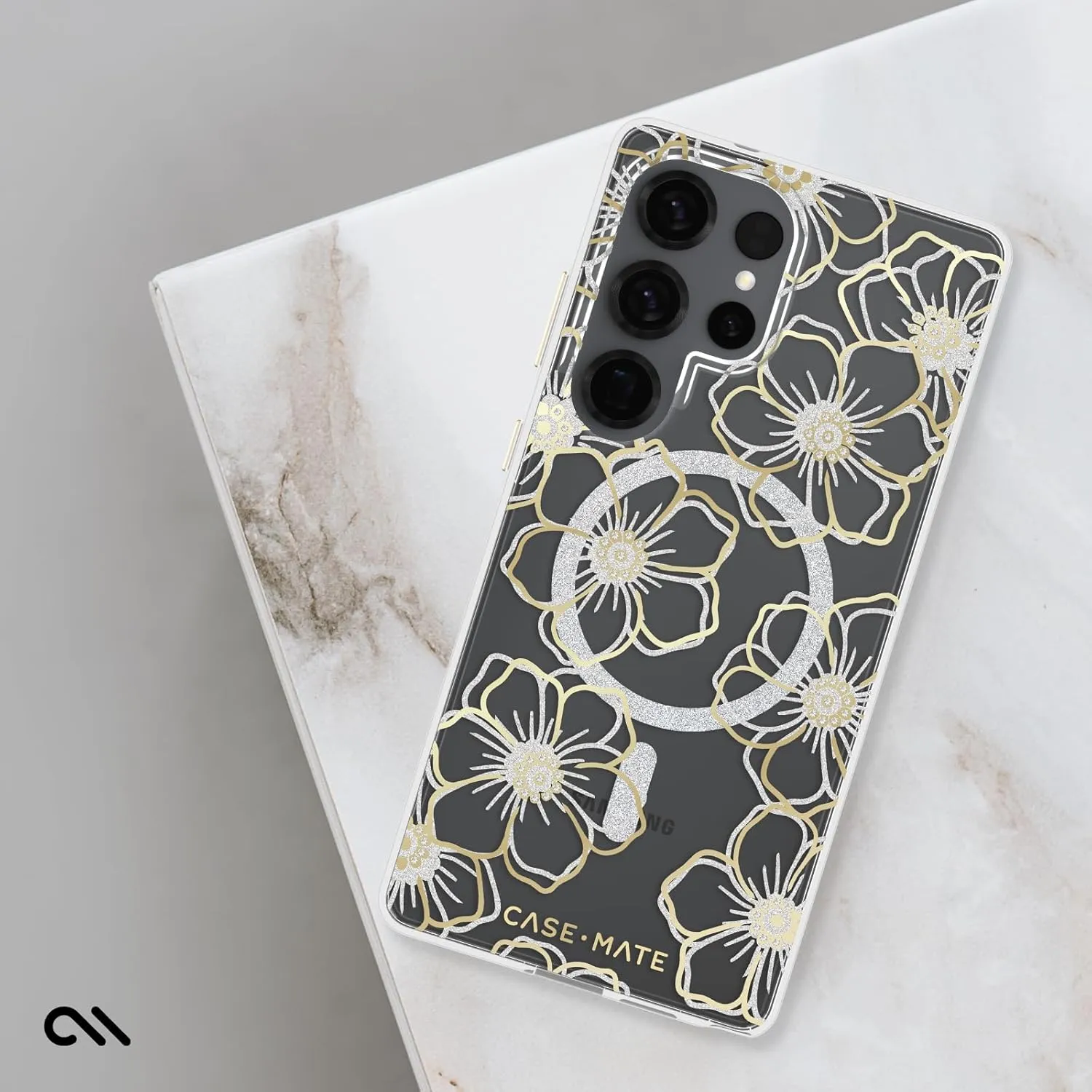 Case-Mate Samsung Galaxy S25 Ultra Case [Magnetic and Wireless Charging] - Sparkly Floral Phone Cover with 12ft Drop Protection - Premium Phone Case for Samsung Galaxy S25 Ultra 6.9" - Floral Gems