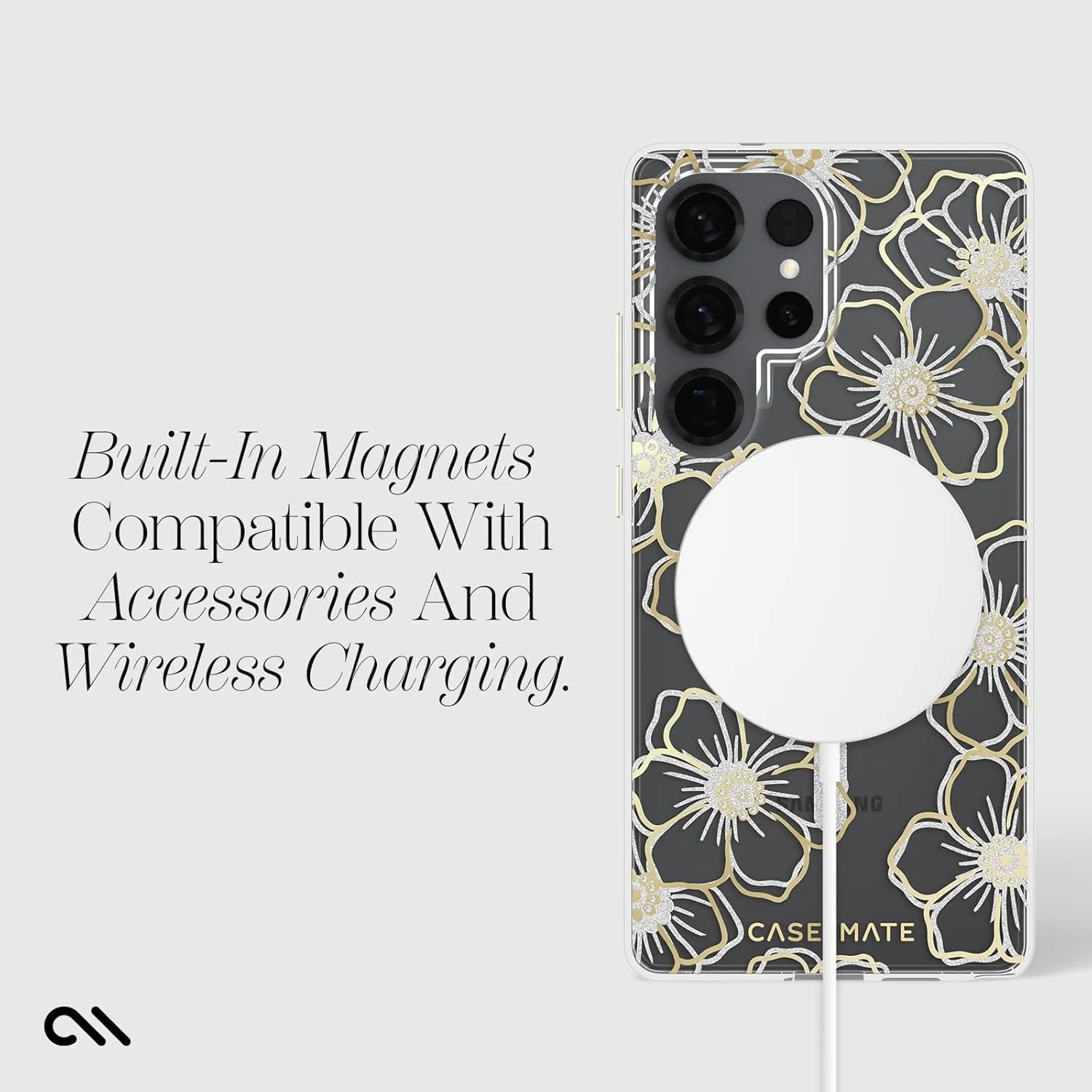 Case-Mate Samsung Galaxy S25 Ultra Case [Magnetic and Wireless Charging] - Sparkly Floral Phone Cover with 12ft Drop Protection - Premium Phone Case for Samsung Galaxy S25 Ultra 6.9" - Floral Gems