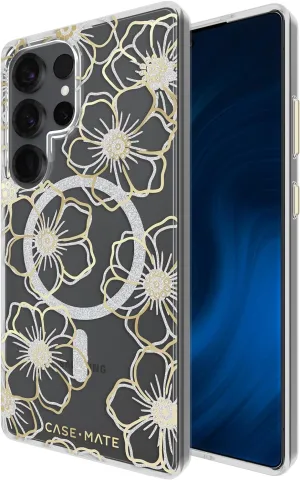 Case-Mate Samsung Galaxy S25 Ultra Case [Magnetic and Wireless Charging] - Sparkly Floral Phone Cover with 12ft Drop Protection - Premium Phone Case for Samsung Galaxy S25 Ultra 6.9" - Floral Gems