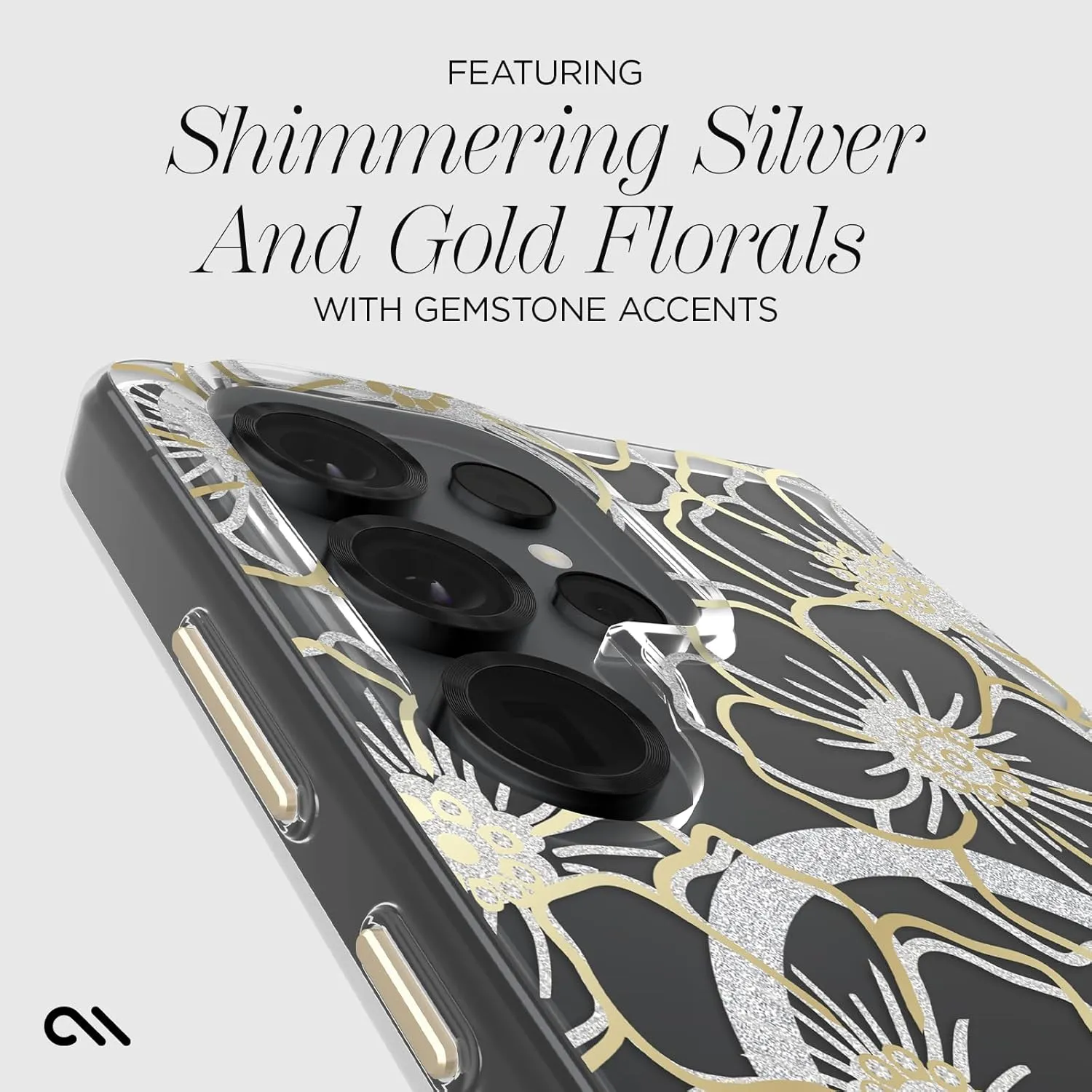 Case-Mate Samsung Galaxy S25 Ultra Case [Magnetic and Wireless Charging] - Sparkly Floral Phone Cover with 12ft Drop Protection - Premium Phone Case for Samsung Galaxy S25 Ultra 6.9" - Floral Gems