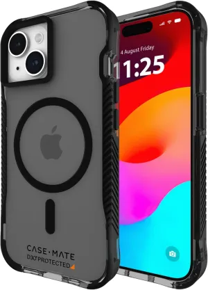 Case-Mate Tough Grip Smoke Black iPhone 15 Case [16ft D3O Drop Protection] [Compatible with MagSafe] Magnetic Phone Case with Textured Grip for iPhone 15 6.1", Anti-Scratch, Shock Absorbing Materials
