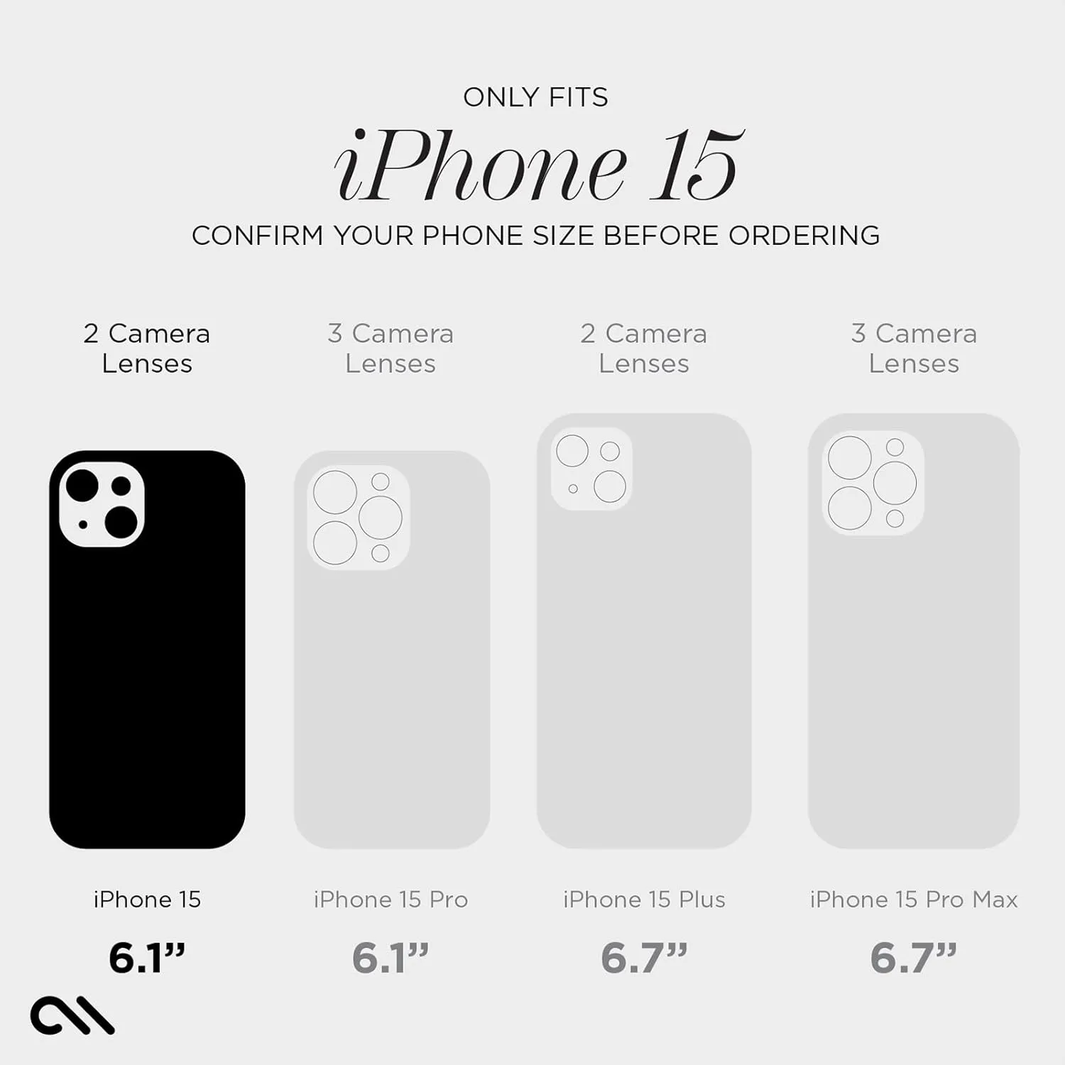 Case-Mate Tough iPhone 15 Case - Black [12ft Drop Protection] [Wireless Charging Compatible] Slim Phone Case for iPhone 15 6.1", iPhone Cover with Anti Scratch Technology and Shock Absorbing Material