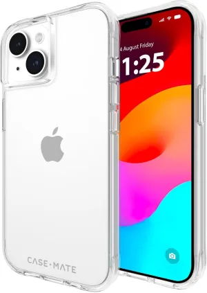 Case-Mate Tough iPhone 15 Case - Clear [12ft Drop Protection] [Wireless Charging Compatible] Slim Phone Case for iPhone 15 6.1", Shock Absorbent Cover with Anti Yellowing, Anti Scratch Technology