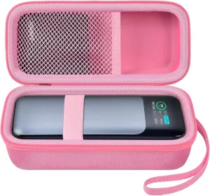 casmilee Case Compatible with Anker 737/735/ 736/717 USB-C Portable Charger Power Bank, Fast Foldable Wall PowerBank Bag for GaN Prime Nano II AC Adapter, Powercore Pocket for Lights Cable (Pink)