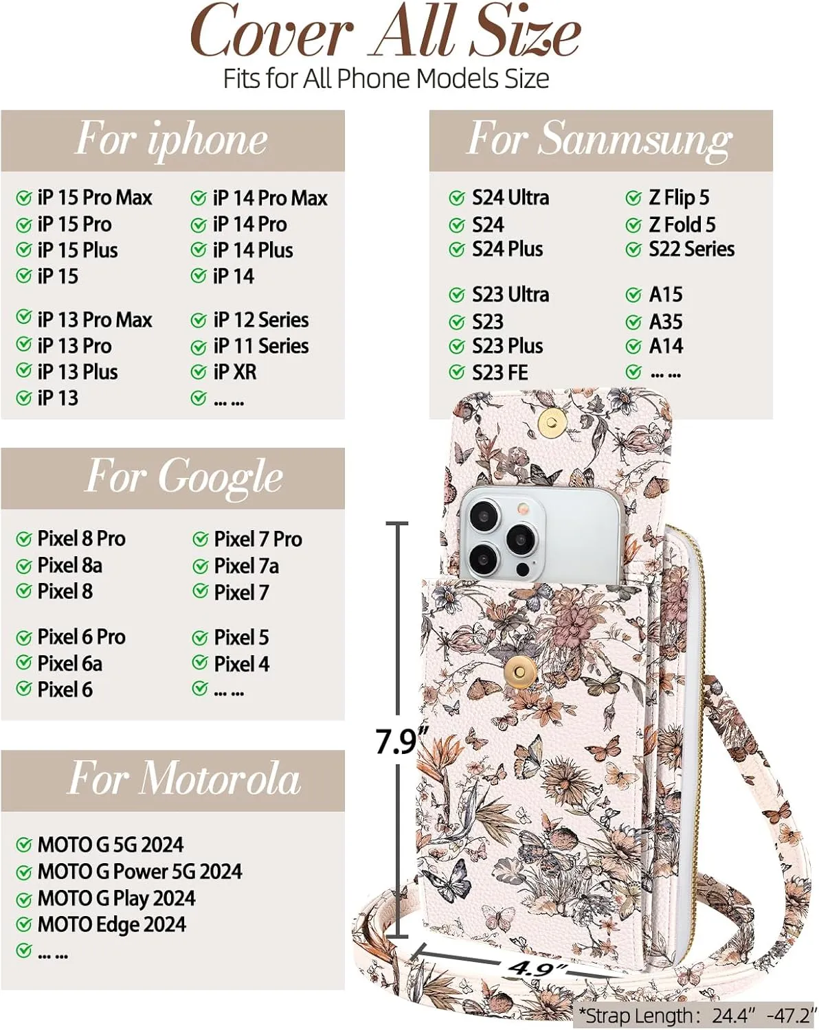Cell Phone Purse Crossbody Bags for Women - Cute Design Leather Cellphone Bag Small Wallet Purses with Strap