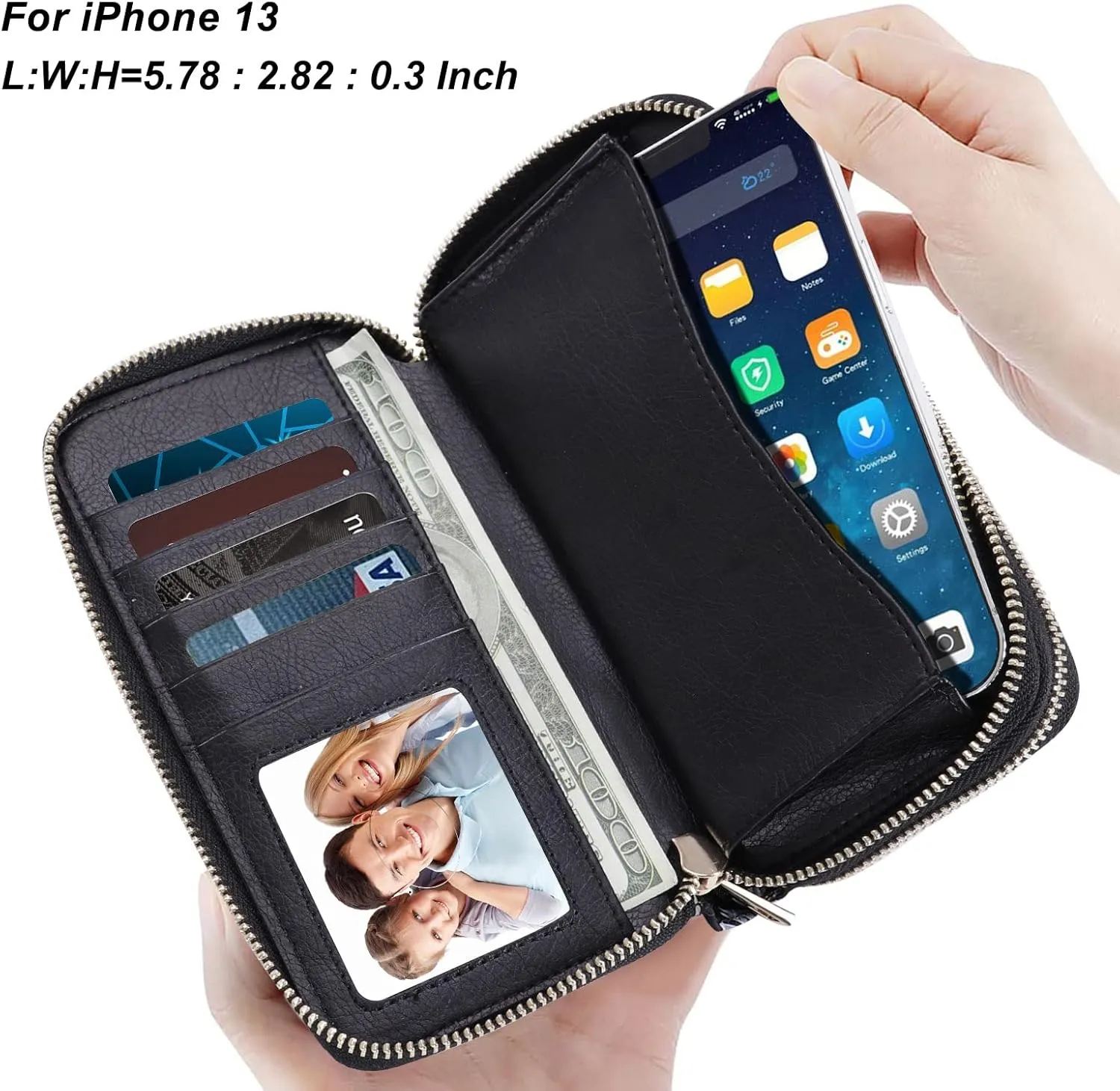 Cellphone Wallet for Women Dual Zipper Long Purse with Removable Wristlet