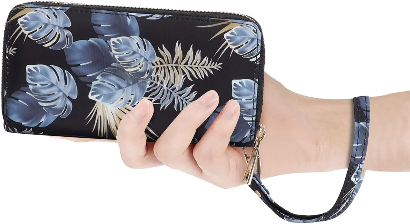 Cellphone Wallet for Women Dual Zipper Long Purse with Removable Wristlet
