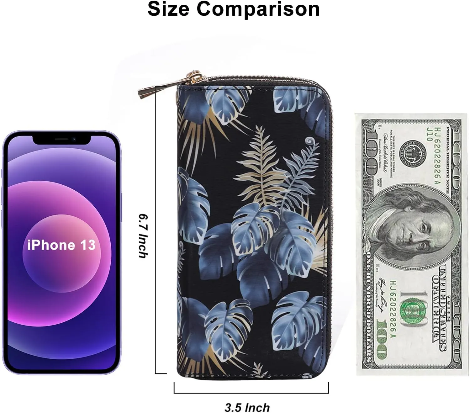 Cellphone Wallet for Women Dual Zipper Long Purse with Removable Wristlet