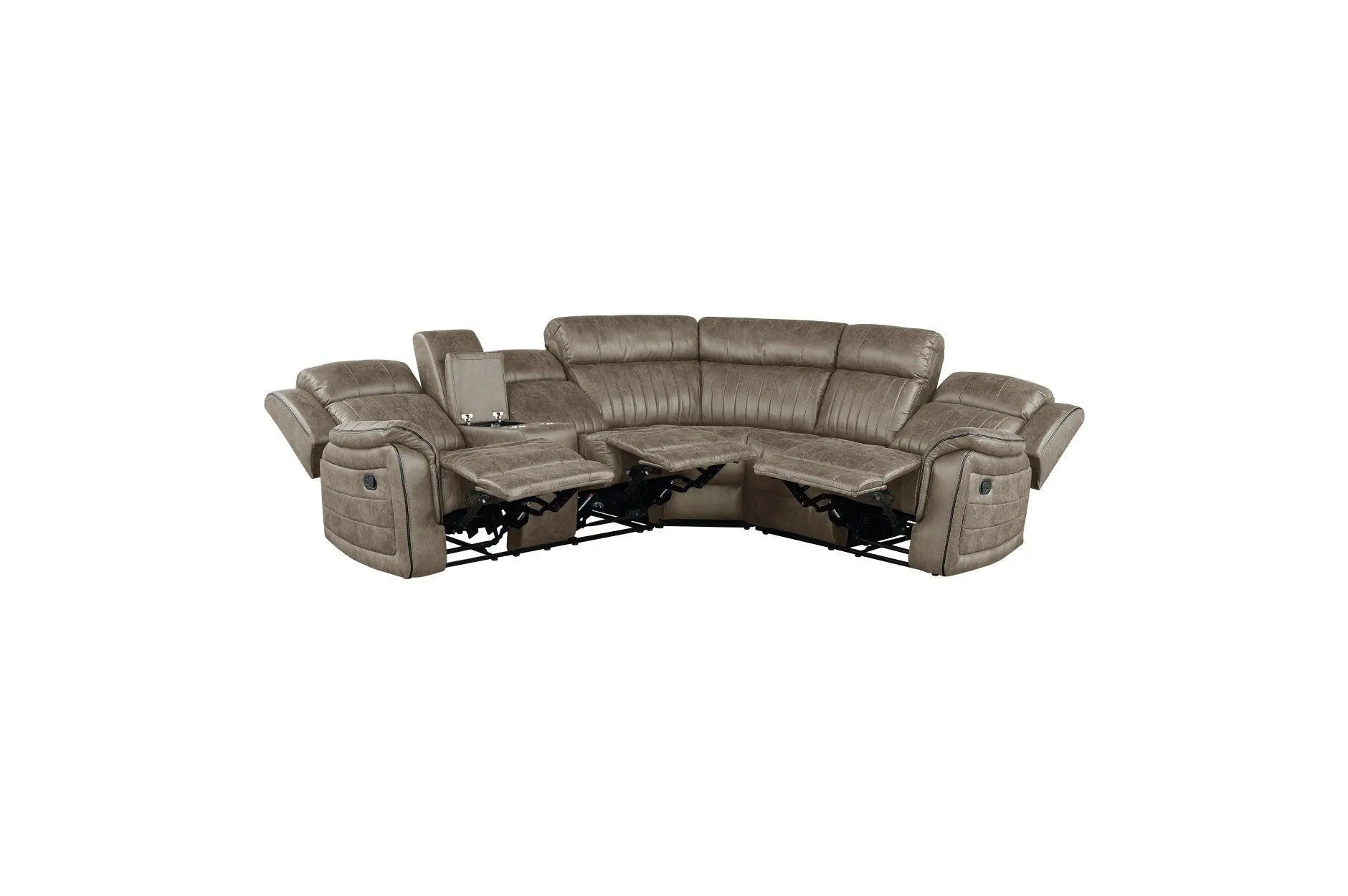 Centeroak Brown Gray Faux Leather Reclining Sectional
