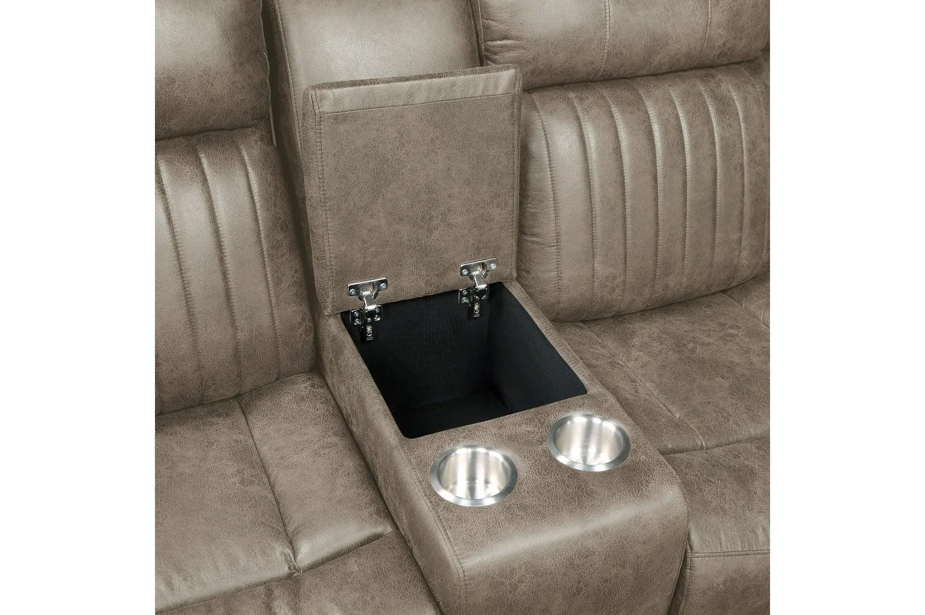 Centeroak Brown Gray Faux Leather Reclining Sectional