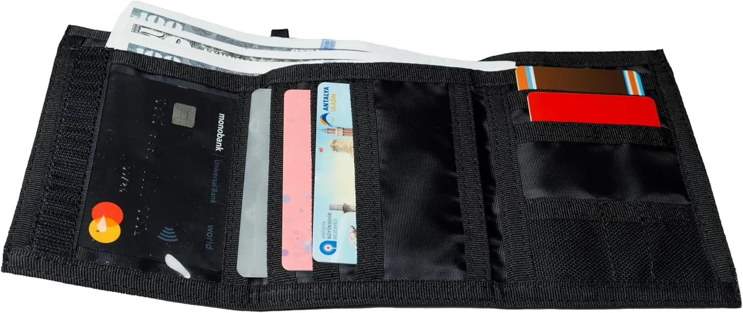 Chameleon Trifold Mens Nylon Wallet-Military Tactical Men Wallets- ID Card Holder - Canvas Thin Front Pocket Travel Wallet-Coin Zipper Pocket