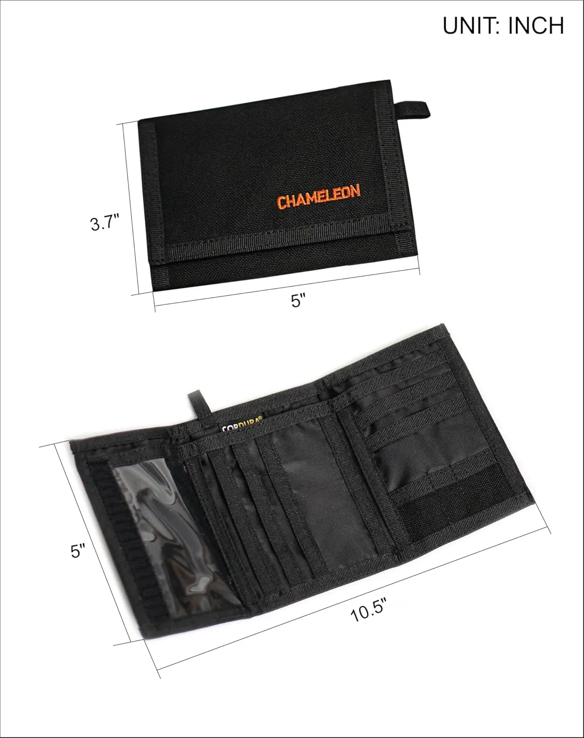 Chameleon Trifold Mens Nylon Wallet-Military Tactical Men Wallets- ID Card Holder - Canvas Thin Front Pocket Travel Wallet-Coin Zipper Pocket