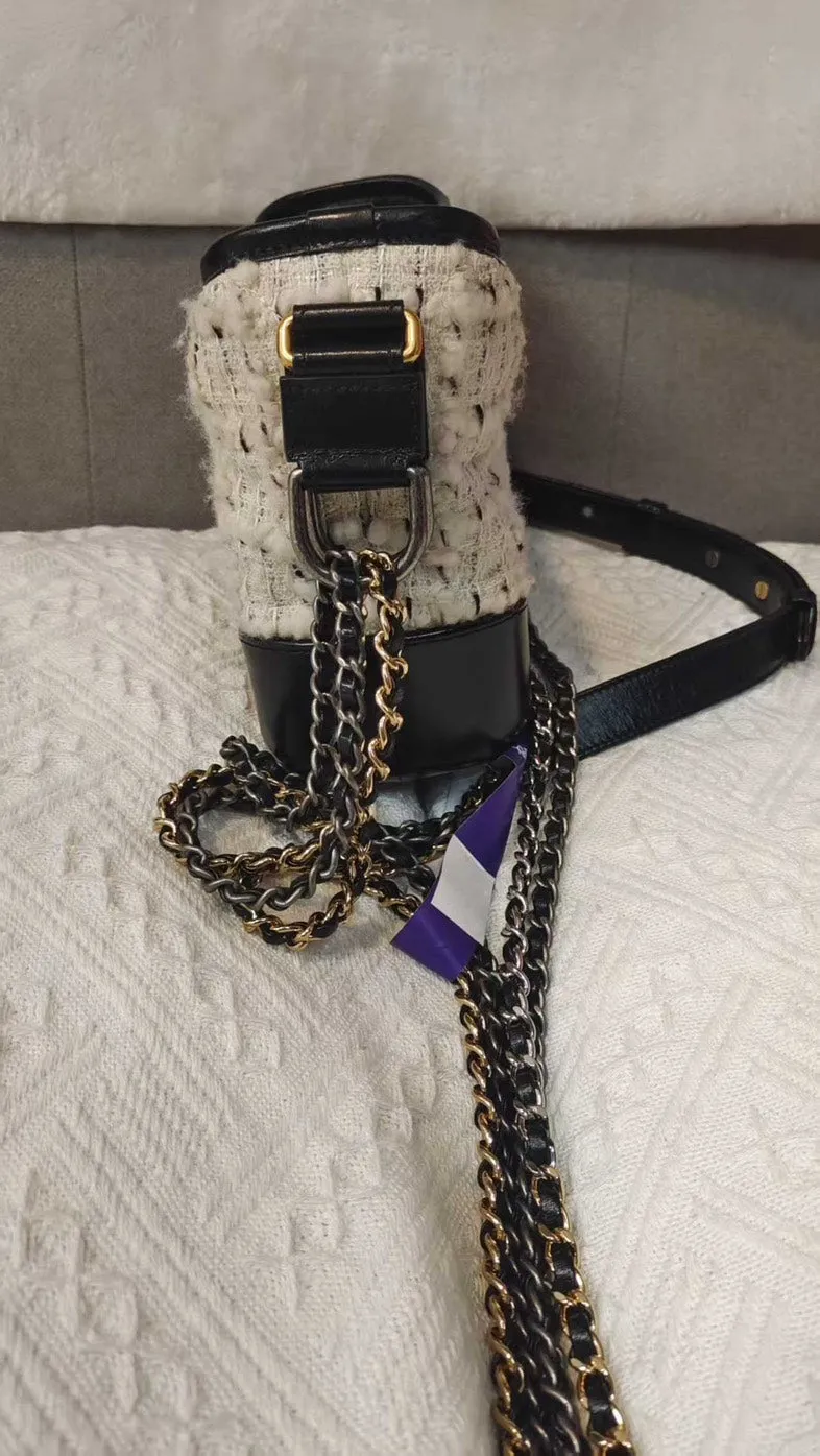 Chanel Tweed Shoulder Bag Black Crossbody Bag