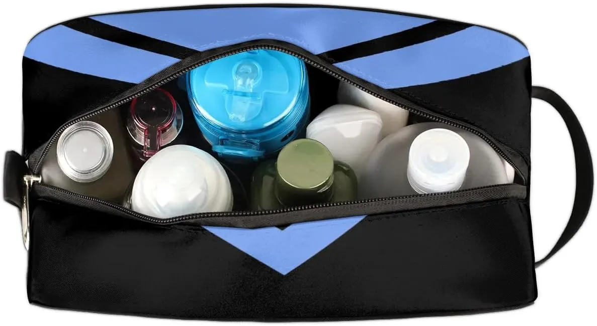 Cheer Personalized Toiletry Bag for Women Waterproof Cheerleader Cosmetic Makeup Bag Bathroom Travel Storage Bags with Handle for Cheer Team, Blue