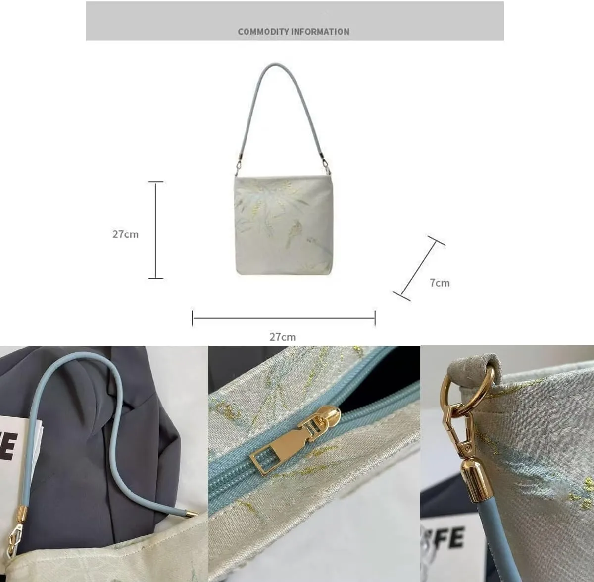 Chinese women's retro handbag, butterfly print design, large capacity shoulder bag, elegant temperament, banquet gift