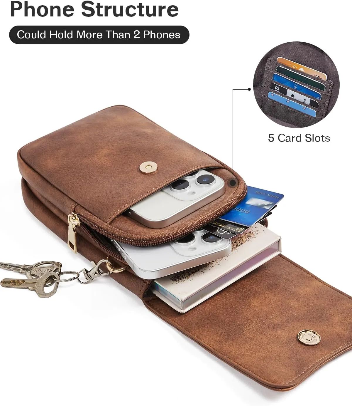 CHOLISS Cell Phone Crossbody Purse Small Cross Body Bag for Woman Leather Travel Wallet Shoulder Handbags with Card Slots