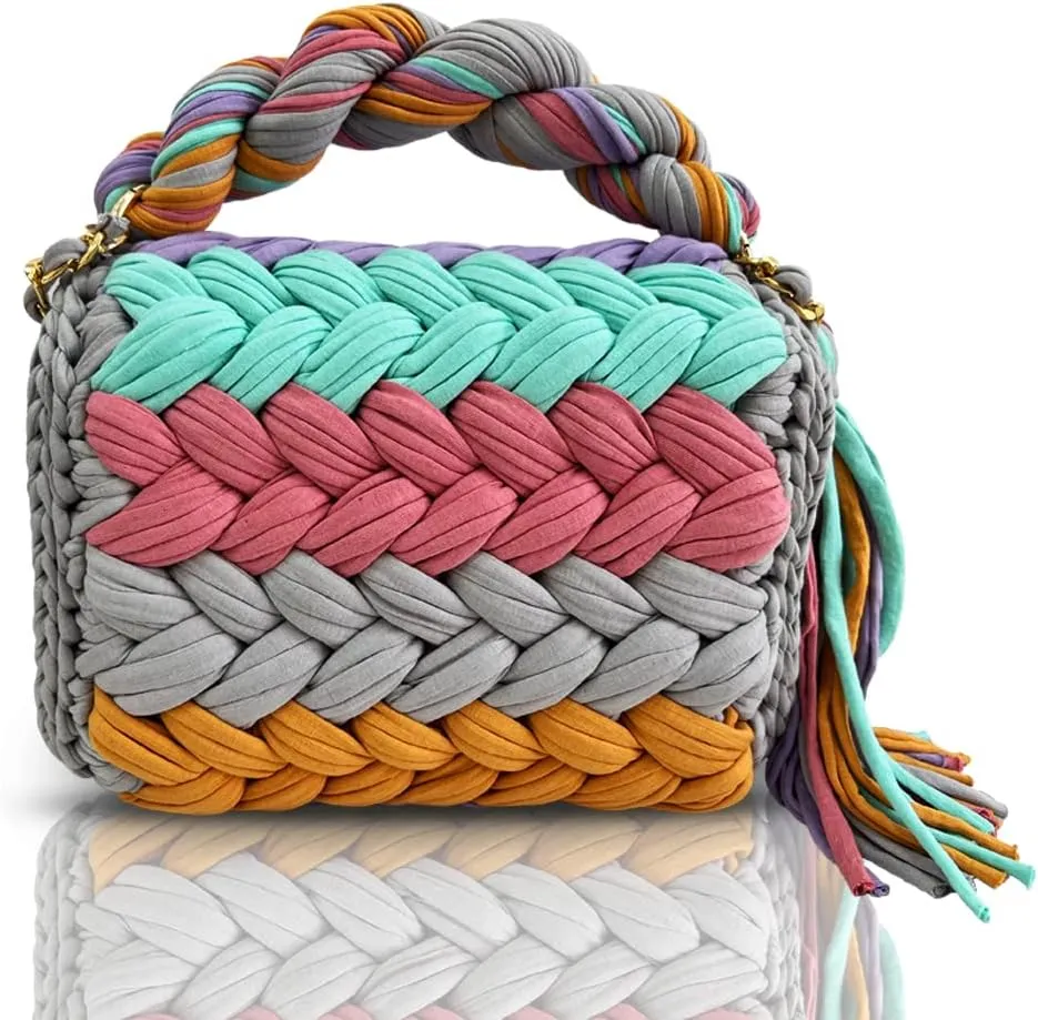CHQEL Evening Clutch Bag for Women, Handmade Crochet Wedding Party Purse, Small Flap Formal Crossbody Handbag Evening Clutch