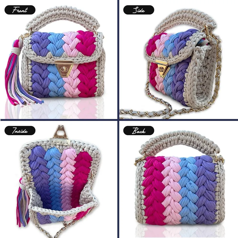 CHQEL Evening Clutch Bag for Women, Handmade Crochet Wedding Party Purse, Small Flap Formal Crossbody Handbag Evening Clutch