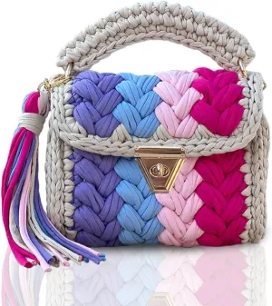 CHQEL Evening Clutch Bag for Women, Handmade Crochet Wedding Party Purse, Small Flap Formal Crossbody Handbag Evening Clutch