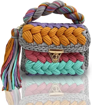 CHQEL Evening Clutch Bag for Women, Handmade Crochet Wedding Party Purse, Small Flap Formal Crossbody Handbag Evening Clutch