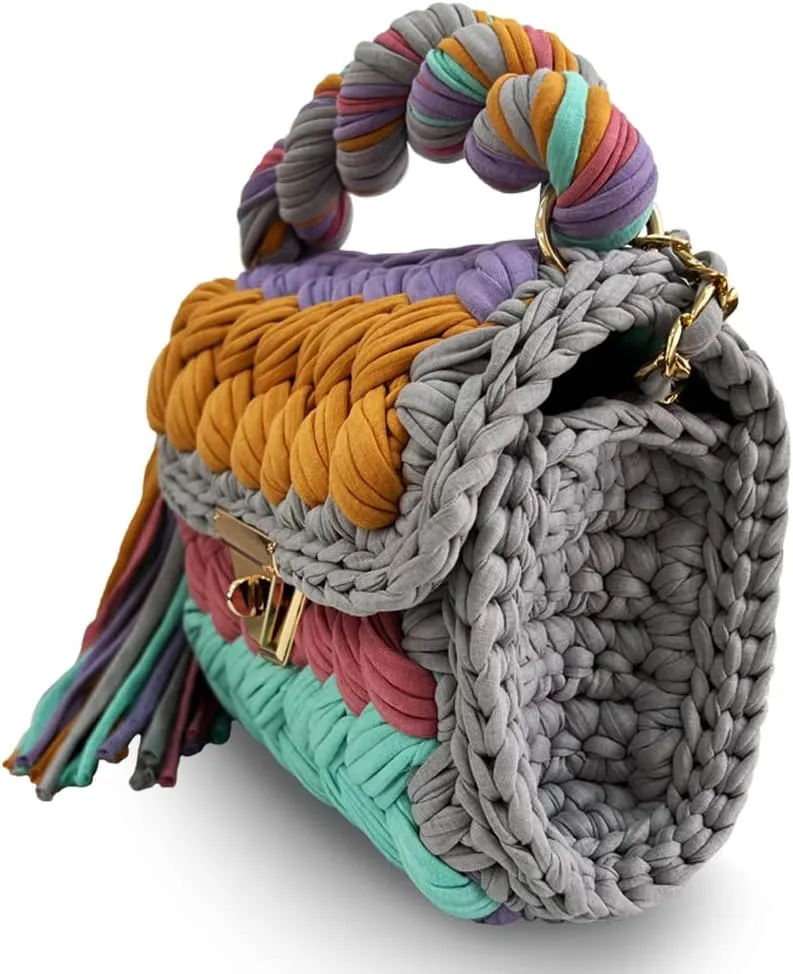 CHQEL Evening Clutch Bag for Women, Handmade Crochet Wedding Party Purse, Small Flap Formal Crossbody Handbag Evening Clutch