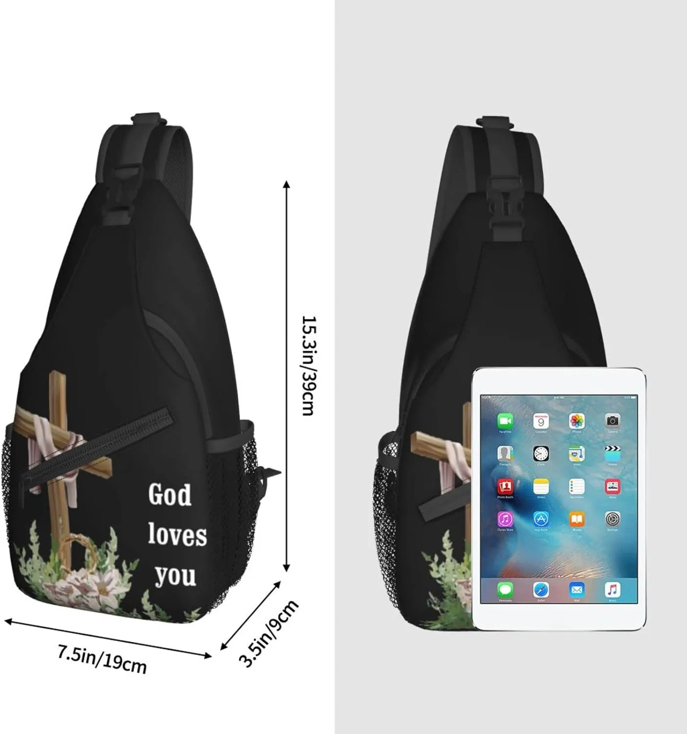 Christ Bible Sling Bag Crossbody Chest Daypack Casual Backpack Jesus Cross Shoulder Bag CasualDaypacks