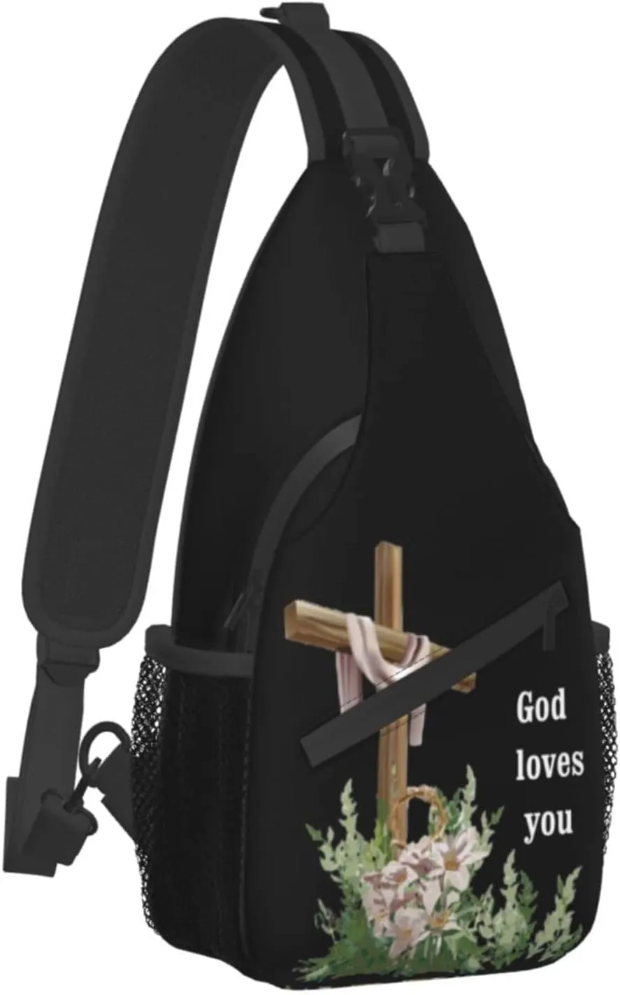 Christ Bible Sling Bag Crossbody Chest Daypack Casual Backpack Jesus Cross Shoulder Bag CasualDaypacks